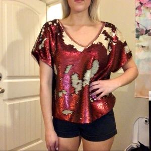FREE PEOPLE REVERSIBLE SEQUINED TOP